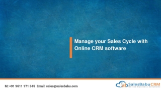 Manage your Sales Cycle with Online CRM software