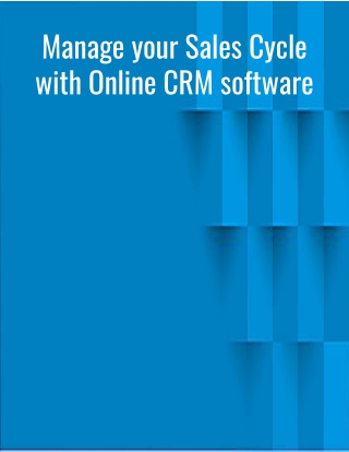 Manage your Sales Cycle with Online CRM software