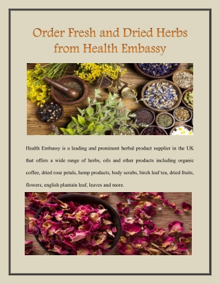 Order Fresh and Dried Herbs from Health Embassy