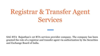 List of Registrar & Share Transfer Agent Services | SAG RTA