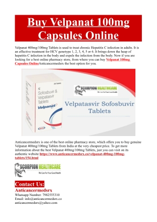 Velpanat 400mg/100mg Tablets