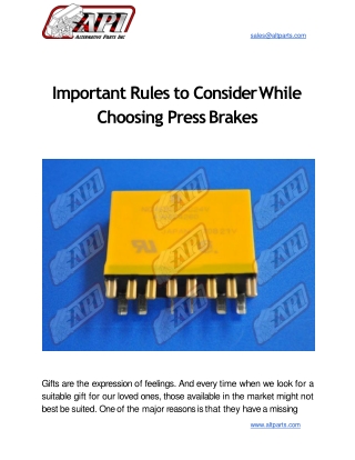 Important Rules to Consider While Choosing Press Brakes