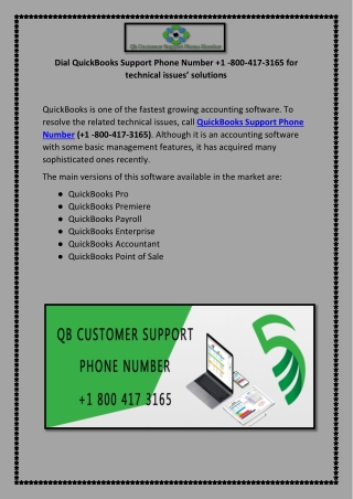 Dial QuickBooks Support Phone Number 1 -800-417-3165 for technical issues’ solutions