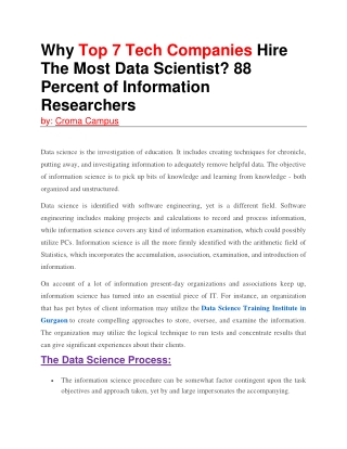 Why Top 7 Tech Companies Hire The Most Data Scientist? 88 Percent of Information Researchers