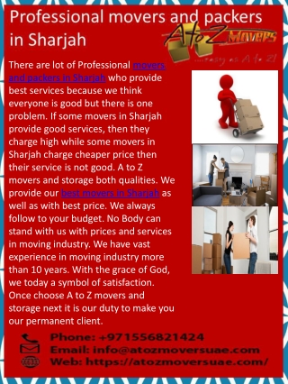 Where can you get professional movers and packers in Sharjah?