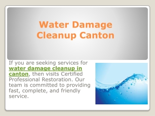 Water Damage Cleanup Canton