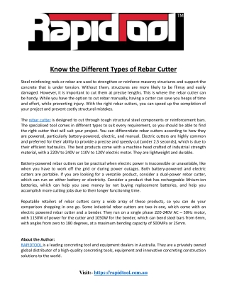 Know the Different Types of Rebar Cutter