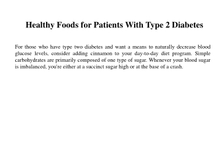 Healthy Foods for Patients With Type 2 Diabetes
