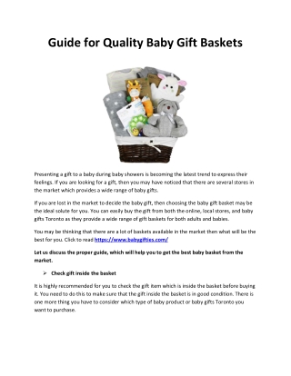 Guide for Quality Baby Gift Baskets