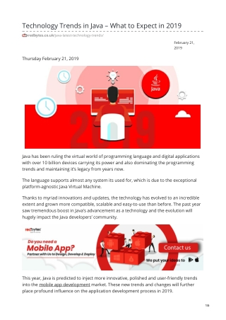 Technology Trends in Java – What to Expect in 2019