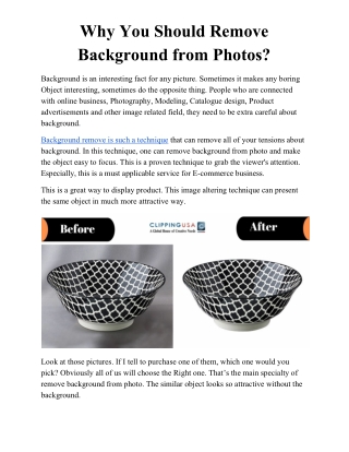 Why You Should Remove Background from Photos?