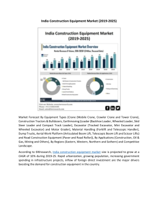 India Construction Equipment Market (2019-2025)