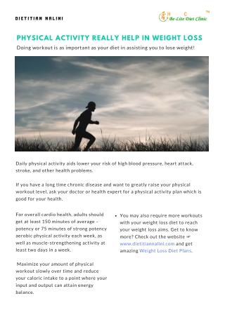 Physical Activity Really Help In Weight Loss | weight loss diet plan