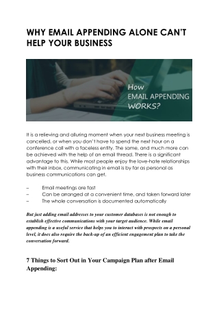 WHY EMAIL APPENDING ALONE CAN’T HELP YOUR BUSINESS