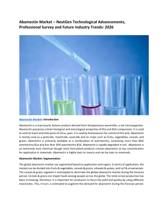 Abamectin Market - Global Market Opportunity Assessment Study 2026