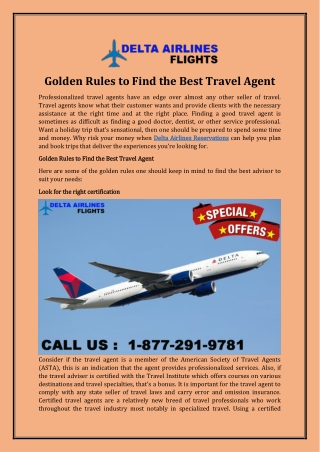 For Delta Flights Golden Rules to Find the Best Travel Agent