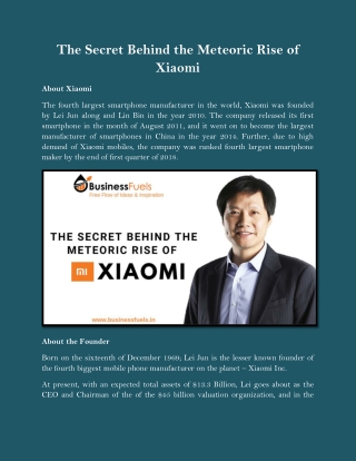 The Secret Behind the Meteoric Rise of Xiaomi