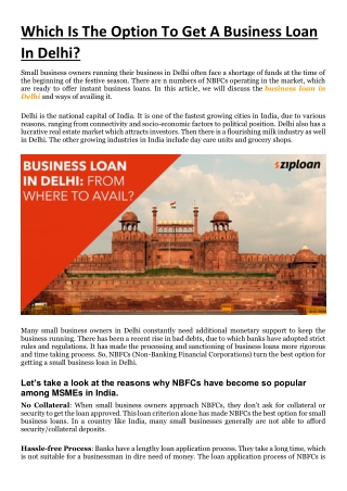 Which Is The Option To Get A Business Loan In Delhi?