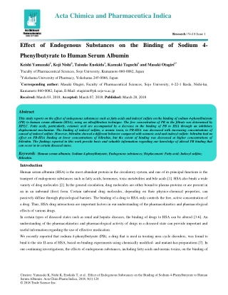 Effect of Endogenous Substances on the Binding of Sodium 4- Phenylbutyrate to Human Serum Albumin