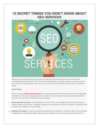 10 SECRET THINGS YOU DIDN’T KNOW ABOUT SEO SERVICES