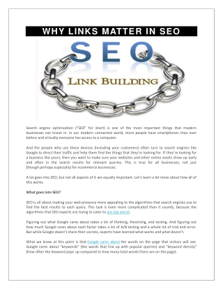 WHY LINKS MATTER IN SEO