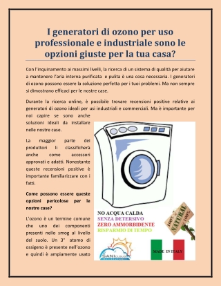I generatori di ozono per uso professionale e industriale sono le opzioni giuste per la tua casa?