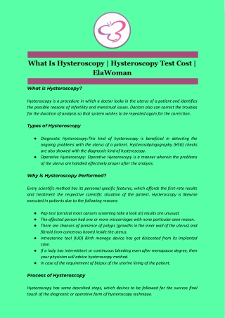 What Is Hysteroscopy | Hysteroscopy Test Cost | ElaWoman