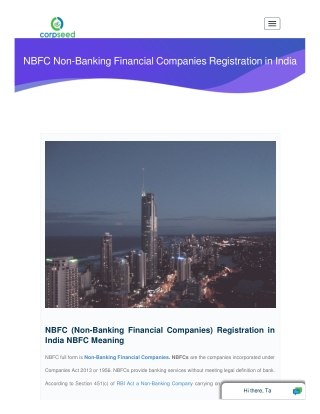 NBFC Non-Banking Financial Companies Registration in India