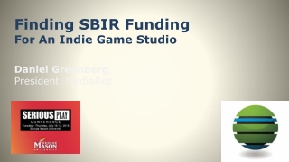 Finding SBIR FundingFor An Indie Game Studio