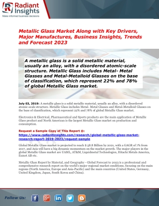 Global Metallic Glass Market Overview, Research & Analysis To 2023