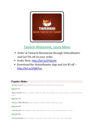 20% Off -Tamarin Restaurant-Leura - Order Food Online