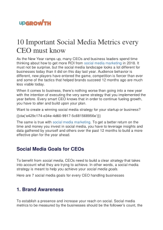 10 Important Social Media Metrics every CEO must know