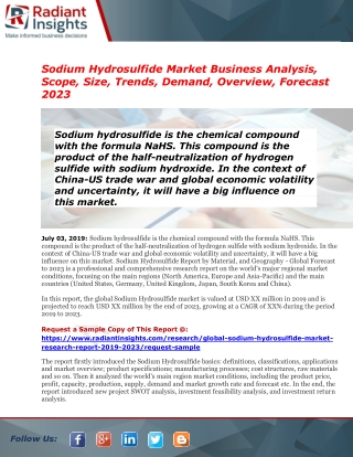 Sodium Hydrosulfide Market: Analysis & Forecast with Upcoming Trends 2023