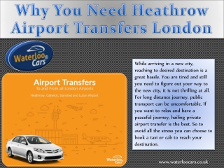 Why You Need Heathrow Airport Transfers London