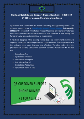Contact QuickBooks Support Phone Number ( 1 800-417-3165) for assured technical guidance