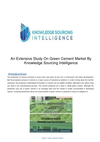 Global Green Cement Market Analysis