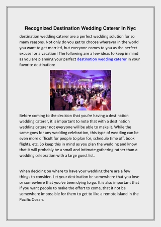 Recognized Destination Wedding Caterer In Nyc