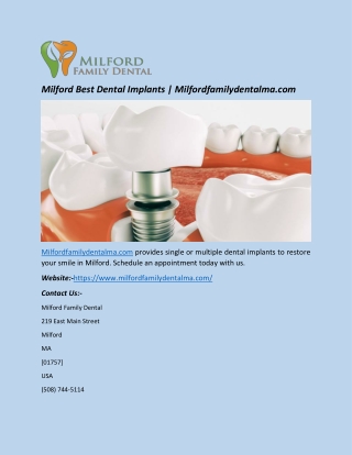 Milford Best Dental Implants | Milfordfamilydentalma.com