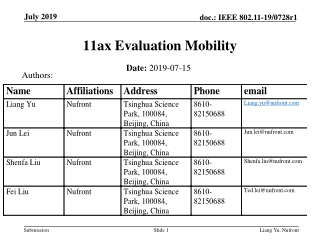 11ax Evaluation Mobility