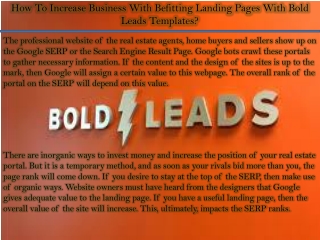 How To Increase Business With Befitting Landing Pages With Bold Leads Templates?