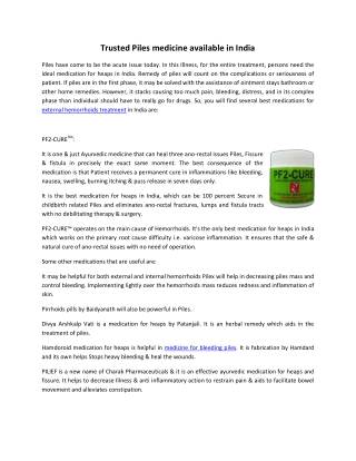 Trusted Piles medicine available in India