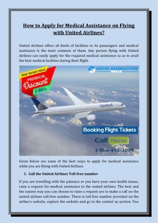 How to Apply for Medical Assistance on Flying with United Airlines?