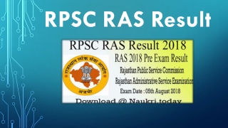 RPSC RAS Result 2018 - Download RAS 2018 Prelims Exam Result Here