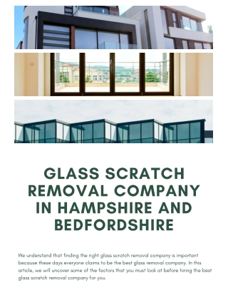 Glass scratch removal company in Hampshire and Bedfordshire