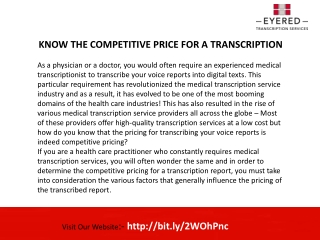 Competitive Medical Transcription Rates For Healthcare Industry