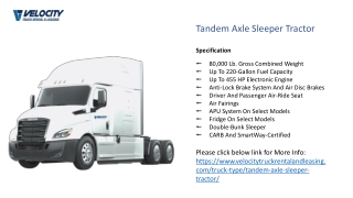 Tandem Axle Sleeper Tractor | Tandem Axle Sleeper Tractor on Rental & Leasing in CA & AZ