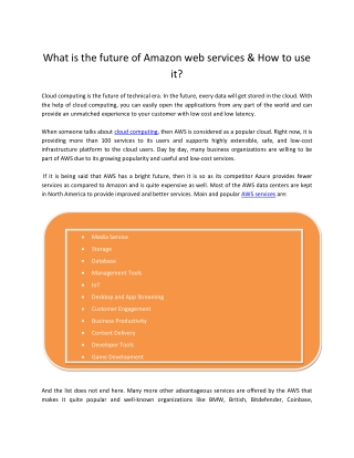 What is the future of Amazon web services & How to use it?