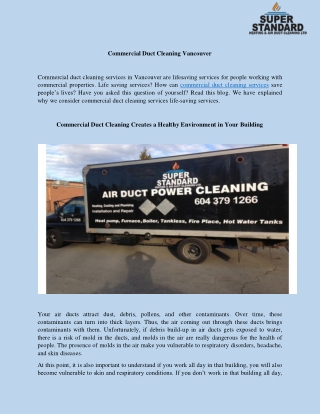 Commercial Duct Cleaning Vancouver