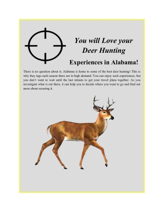 You will Love your Deer Hunting Experiences in Alabama