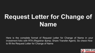 Format of Request Letter for Change of Name